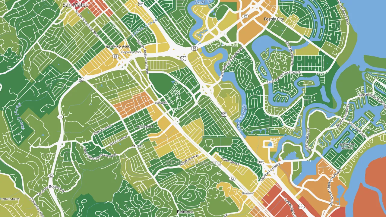 Hillsdale, San Mateo, CA Map of Assault Rates