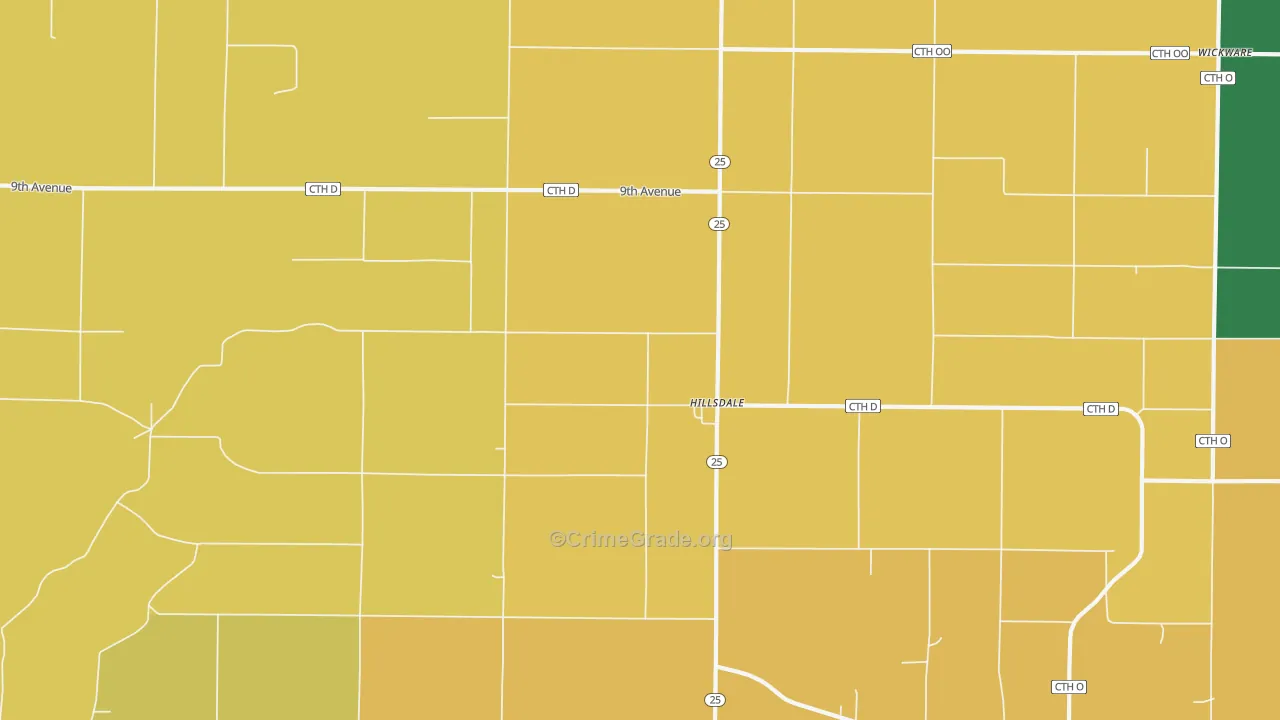 Hillsdale, WI Map of Assault Rates