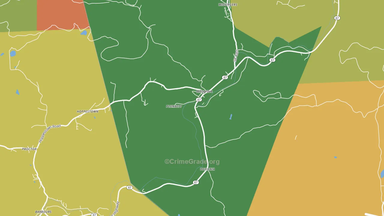 Hillsgrove, PA Map of Assault Rates
