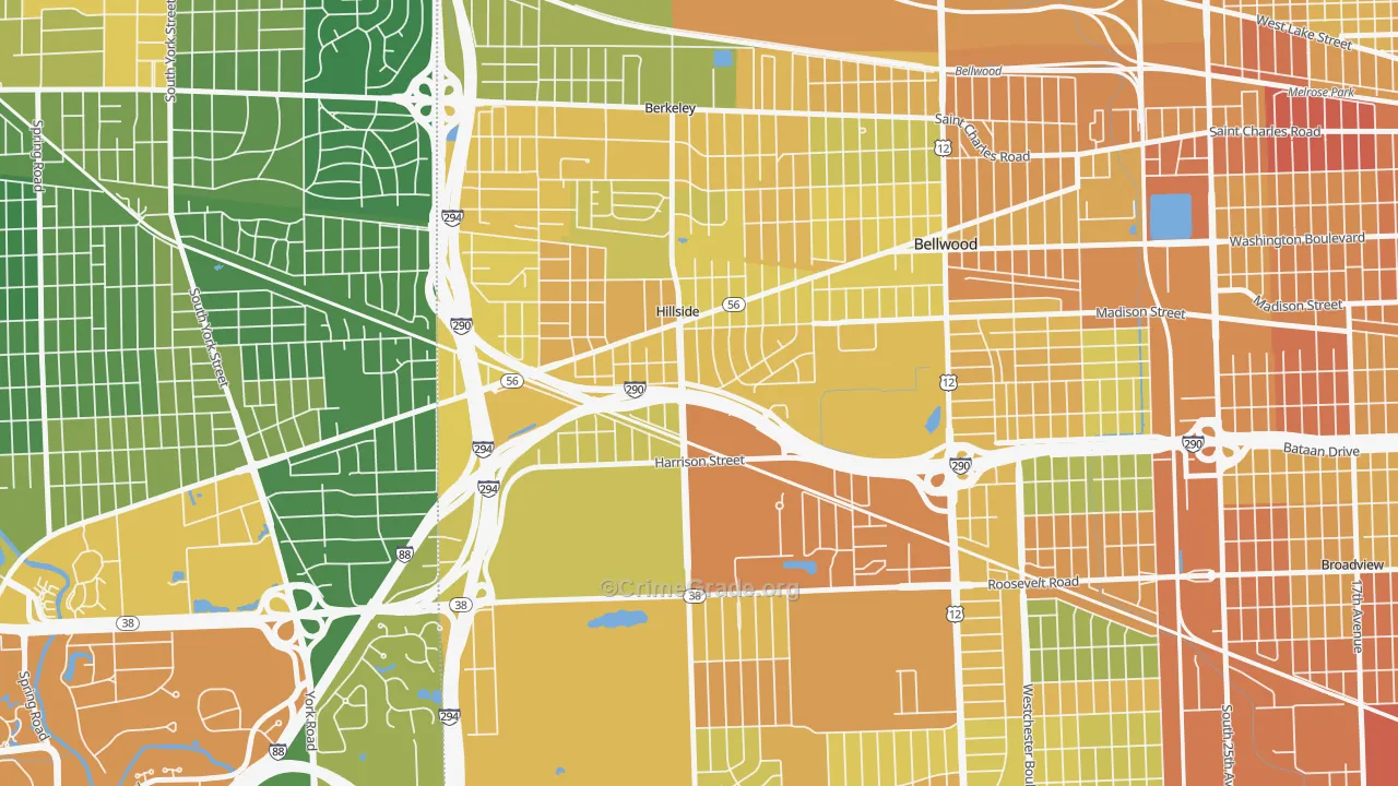 Hillside, IL Map of Assault Rates