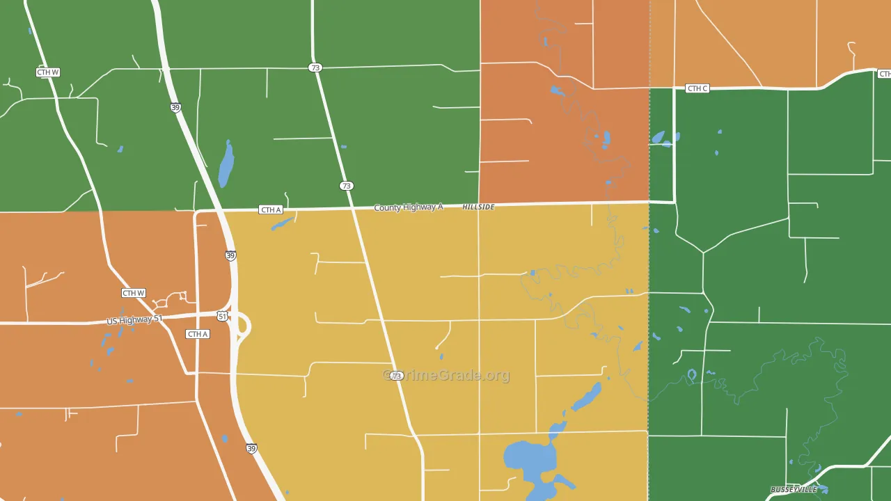 Hillside, WI Map of Assault Rates