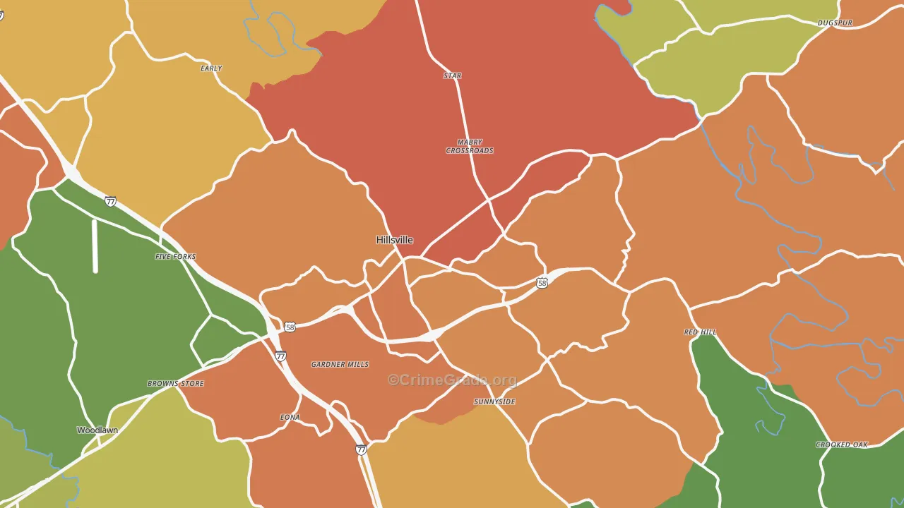Hillsville, VA Map of Assault Rates