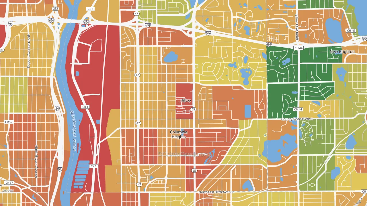 Hilltop, MN Map of Assault Rates