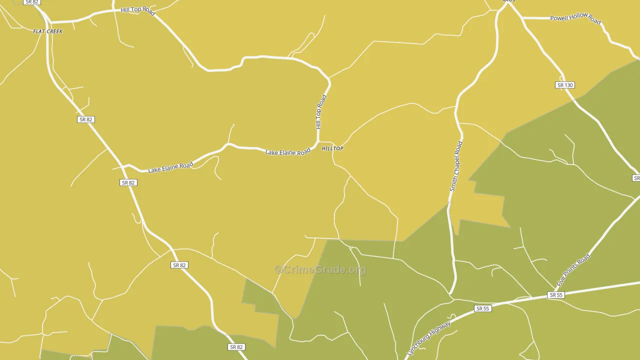 Hilltop, TN Map of Assault Rates