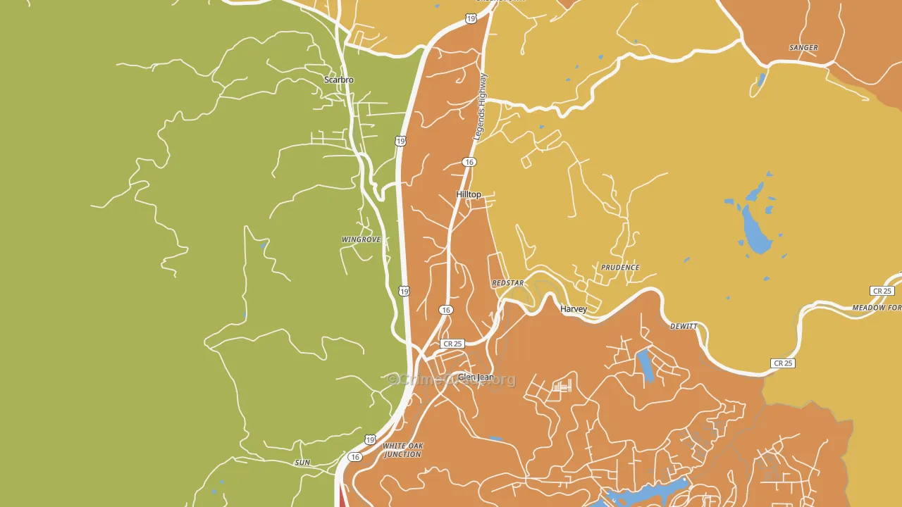 Hilltop, WV Map of Assault Rates