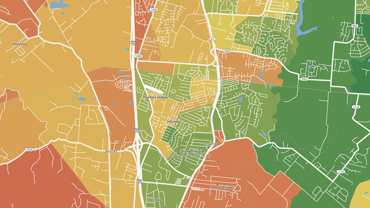 Hillview, KY Map of Assault Rates