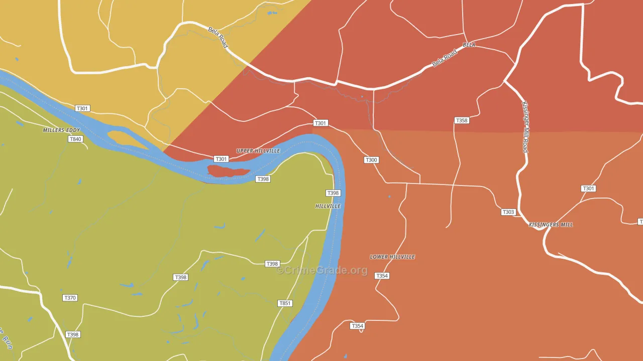Hillville, PA Map of Assault Rates