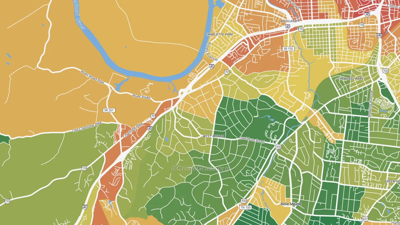 Hillwood Estates, Nashville, TN Map of Assault Rates