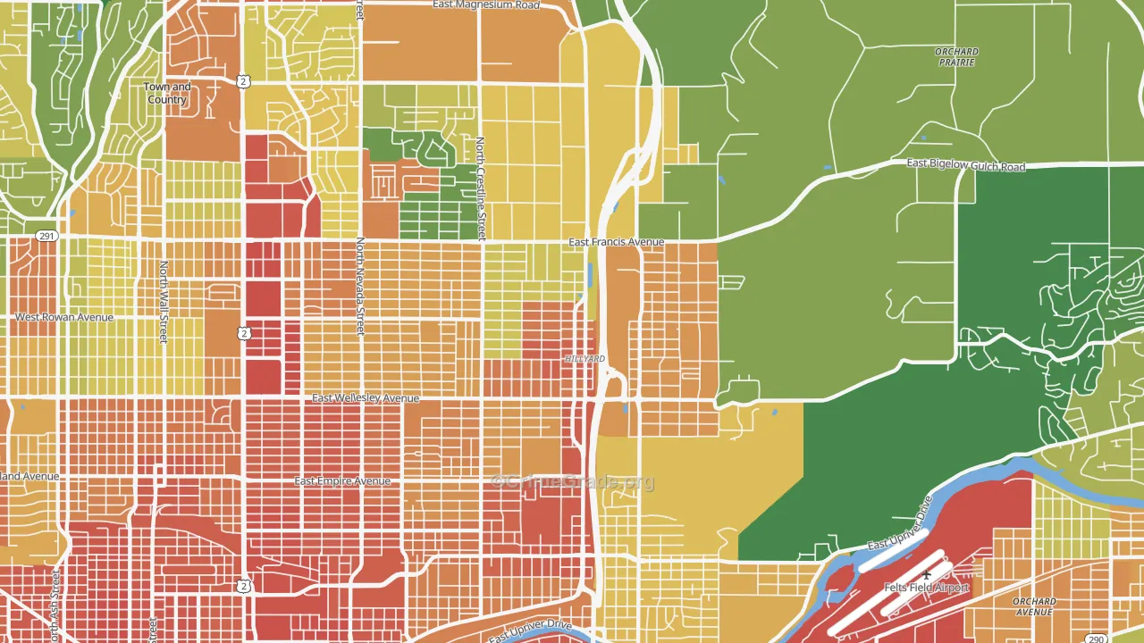 Hillyard, Spokane, WA Map of Assault Rates