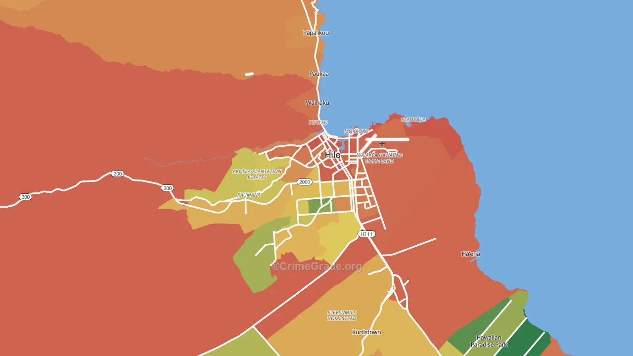 Hilo, HI Map of Assault Rates