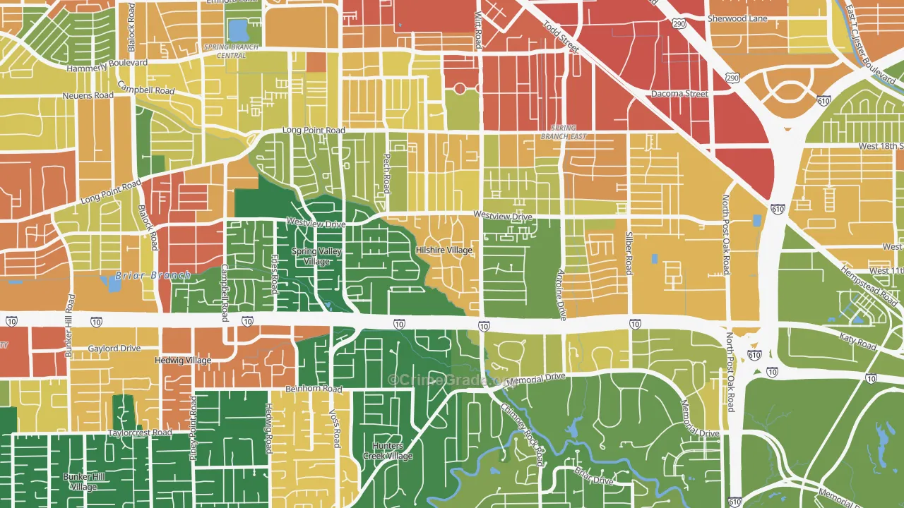 Hilshire Village, TX Map of Assault Rates