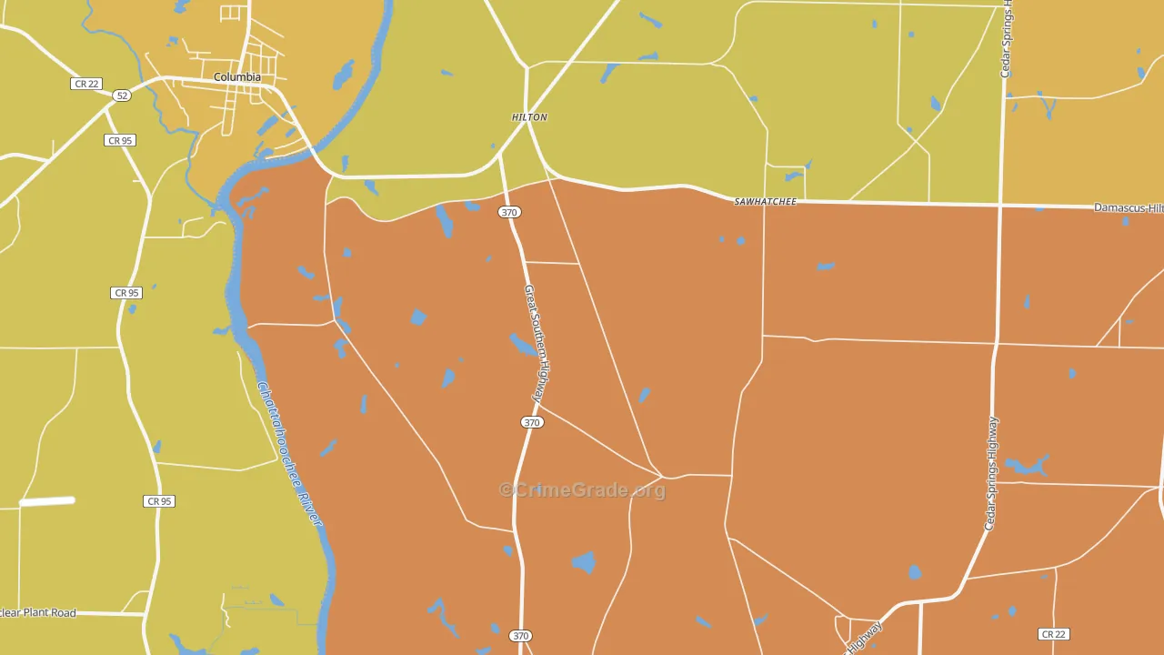 Hilton, GA Map of Assault Rates