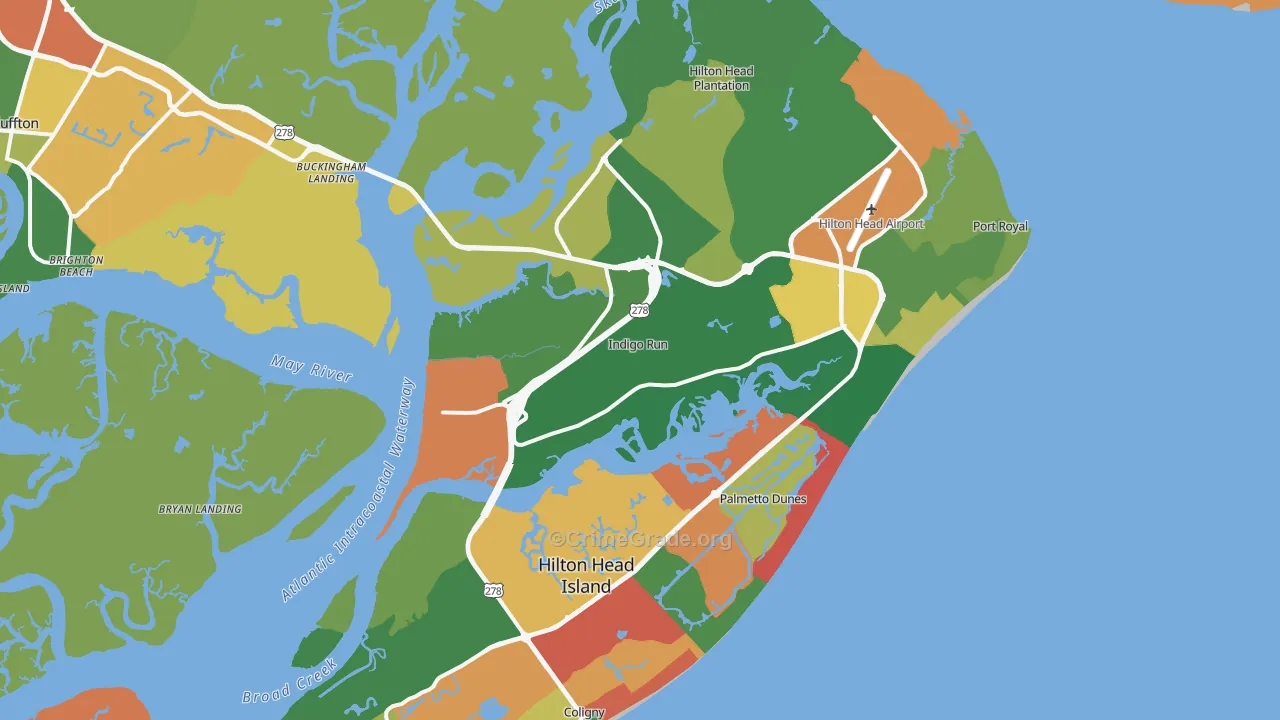 Hilton Head Island, SC Map of Assault Rates