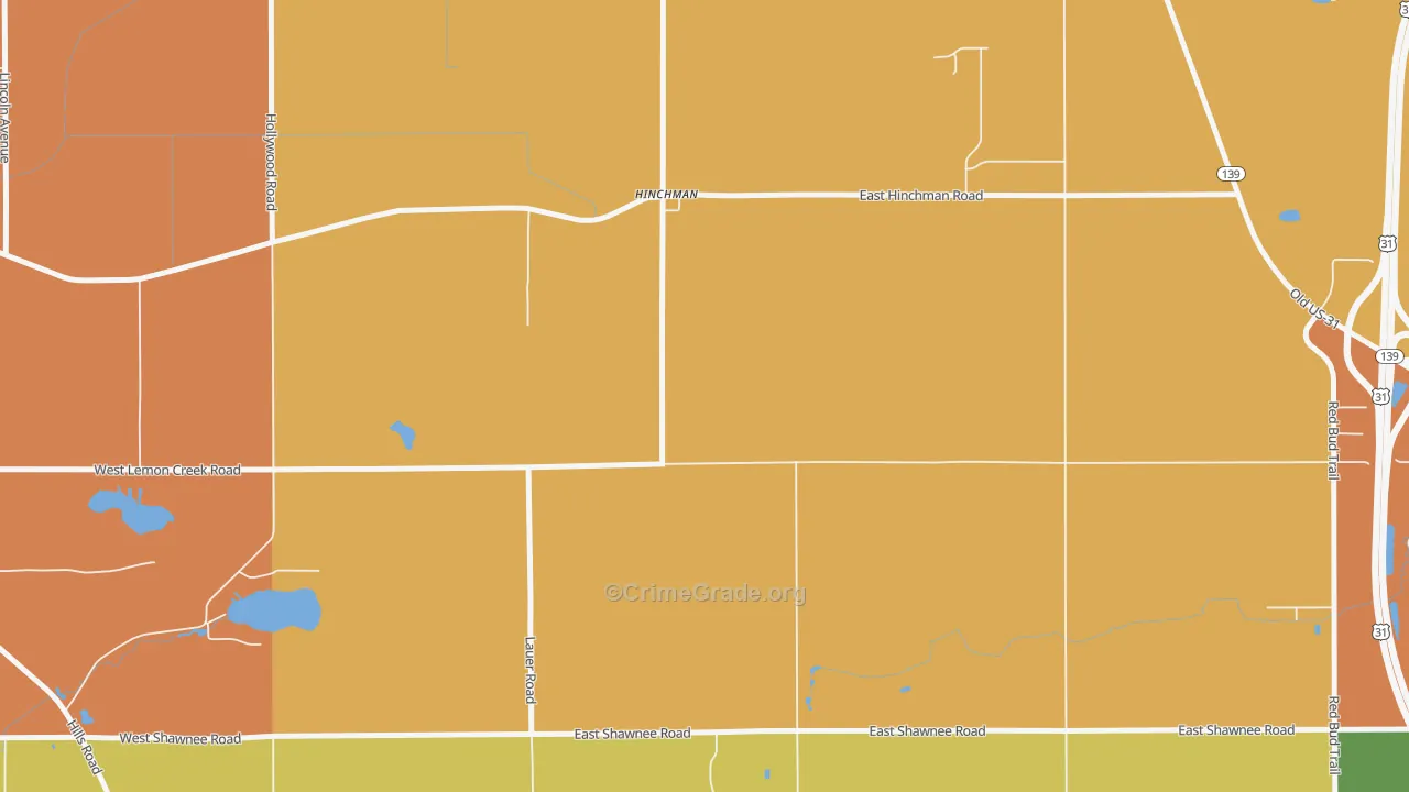 Hinchman, MI Map of Assault Rates