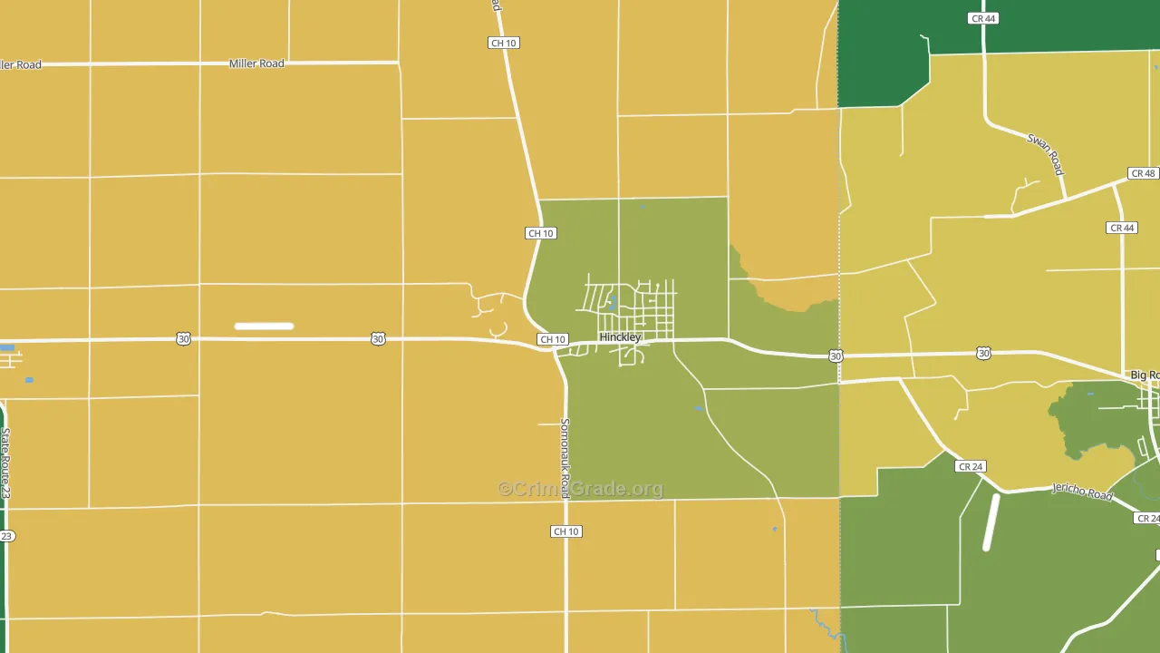 Hinckley, IL Map of Assault Rates