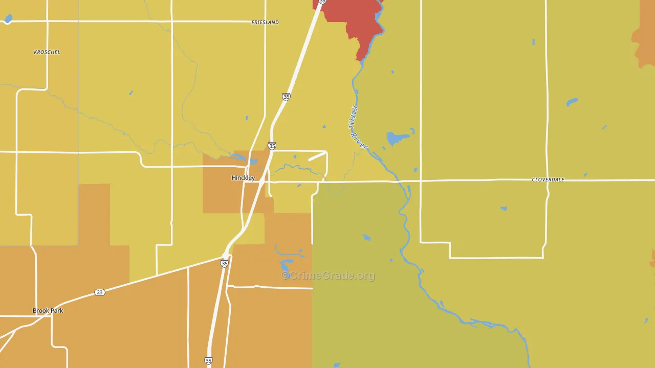 Hinckley, MN Map of Assault Rates