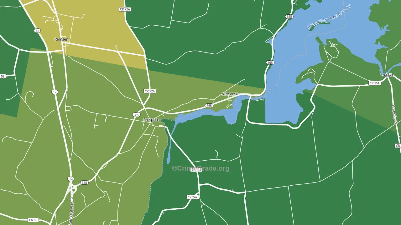 Hinckley, NY Map of Assault Rates