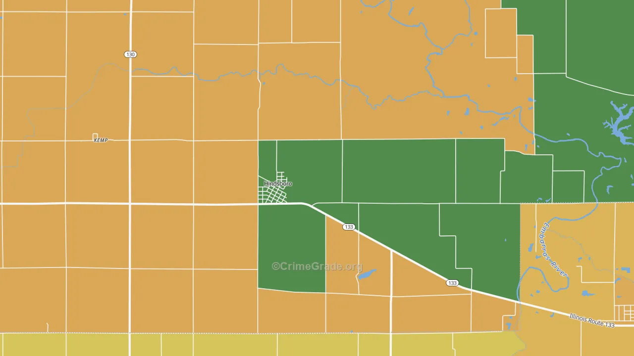 Hindsboro, IL Map of Assault Rates