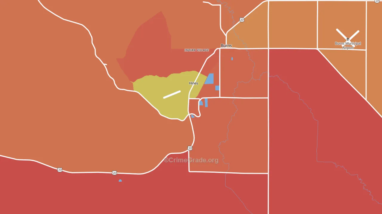 Hines, OR Map of Assault Rates