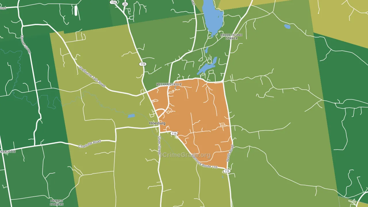 Hinesburg, VT Map of Assault Rates
