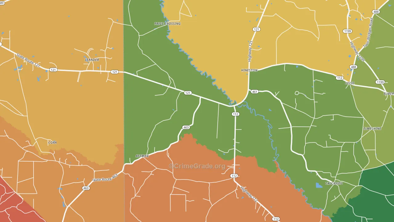 Hineston, LA Map of Assault Rates