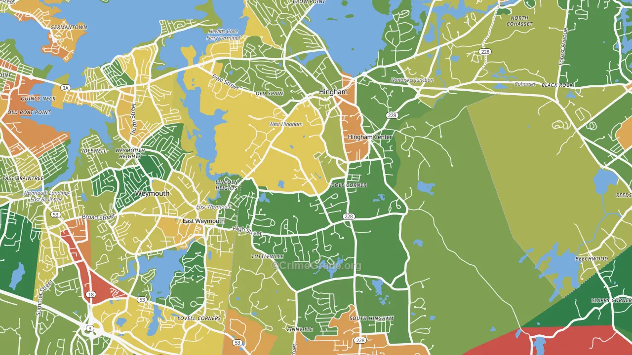 Hingham, MA Map of Assault Rates