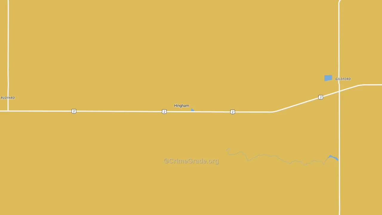 Hingham, MT Map of Assault Rates