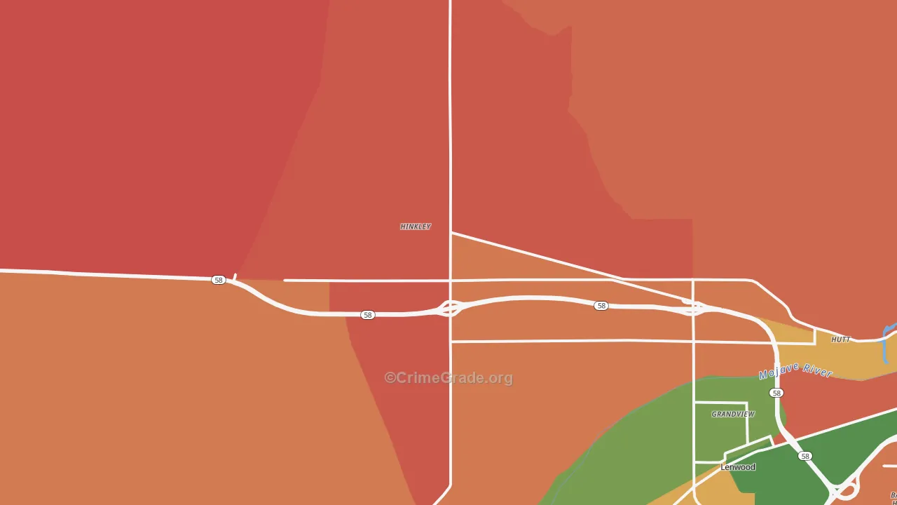 Hinkley, CA Map of Assault Rates