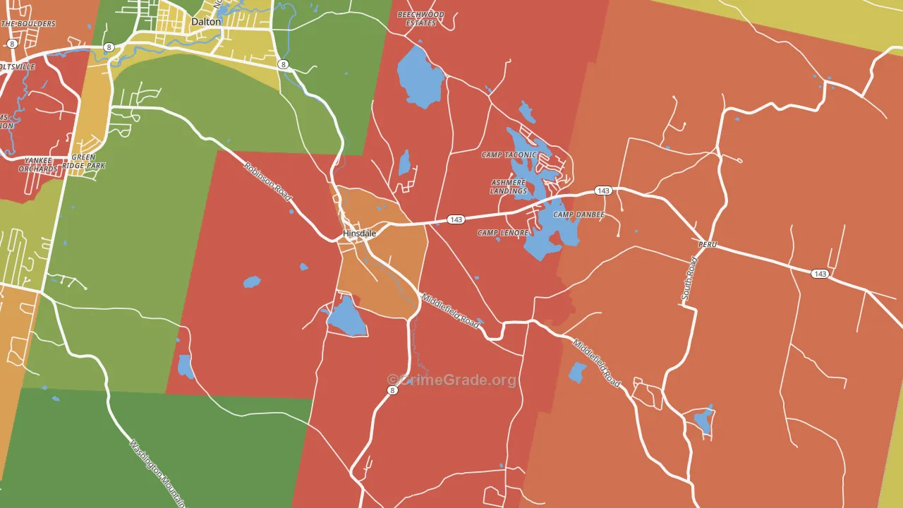Hinsdale, MA Map of Assault Rates