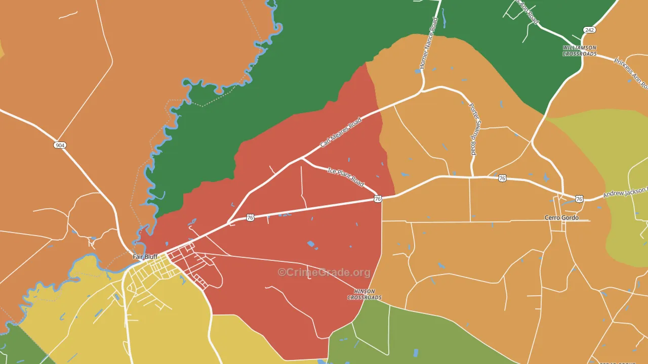 Hinson Crossroads, NC Map of Assault Rates