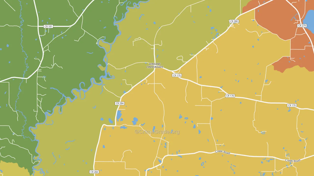 Hinsons Crossroads, FL Map of Assault Rates