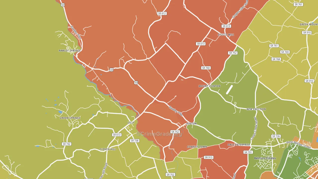 Hinton, VA Map of Assault Rates