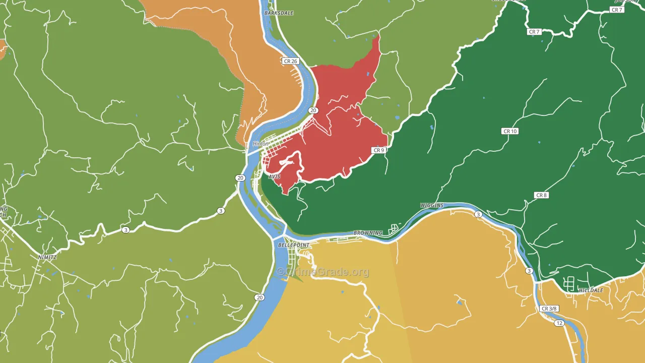 Hinton, WV Map of Assault Rates