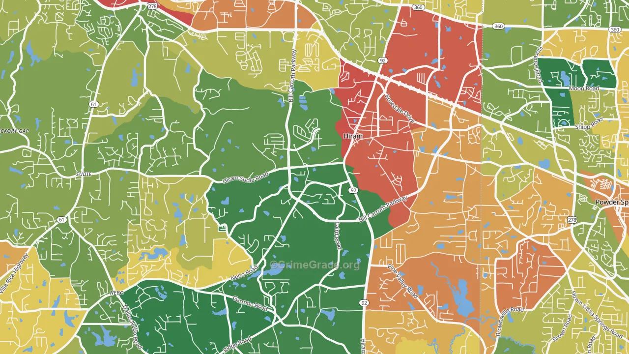 Hiram, GA Map of Assault Rates
