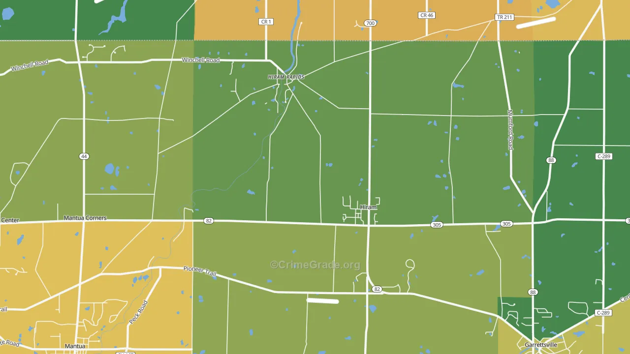 Hiram, OH Map of Assault Rates