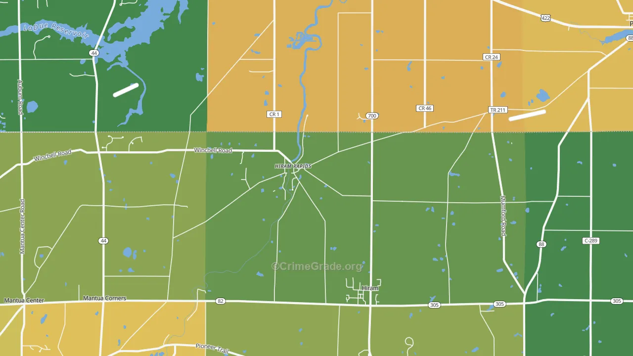 Hiram Rapids, OH Map of Assault Rates
