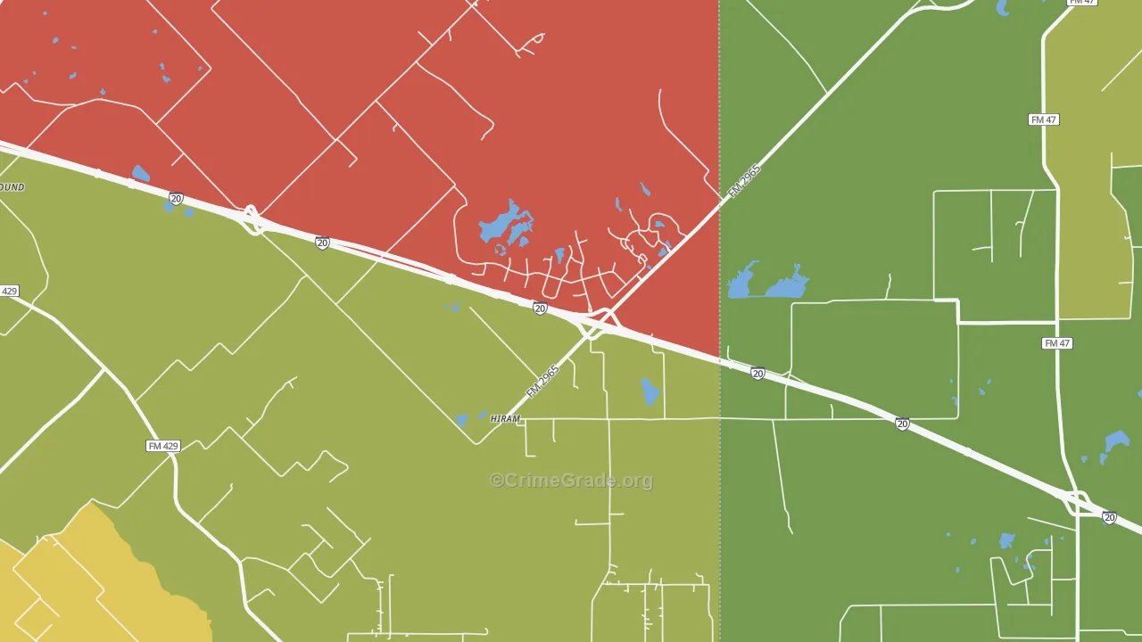 Hiram, TX Map of Assault Rates