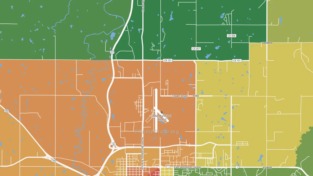 Hird, OK Map of Assault Rates