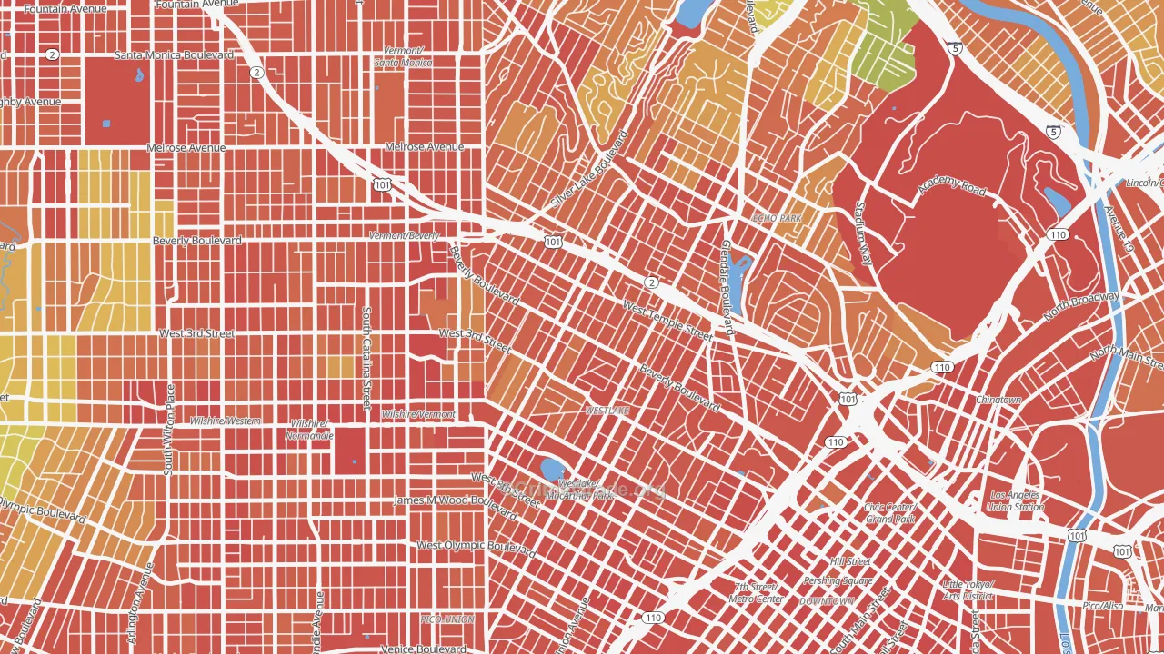 Historic Filipinotown, Los Angeles, CA Map of Assault Rates