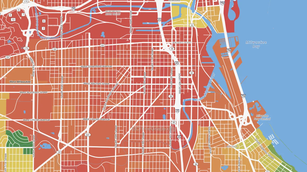 Historic Mitchell Street, Milwaukee, WI Map of Assault Rates