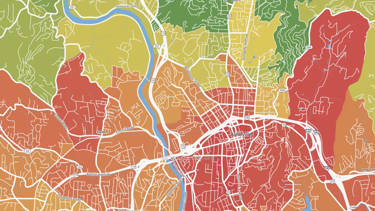 Historic Montford, Asheville, NC Map of Assault Rates