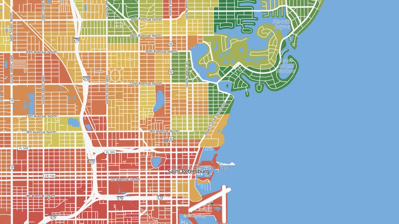 Historic Old Northeast, St. Petersburg, FL Map of Assault Rates
