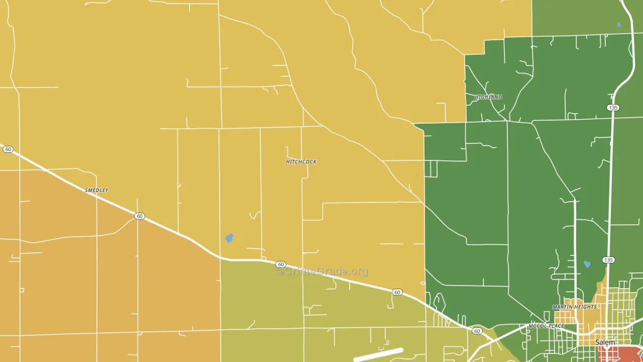 Hitchcock, IN Map of Assault Rates