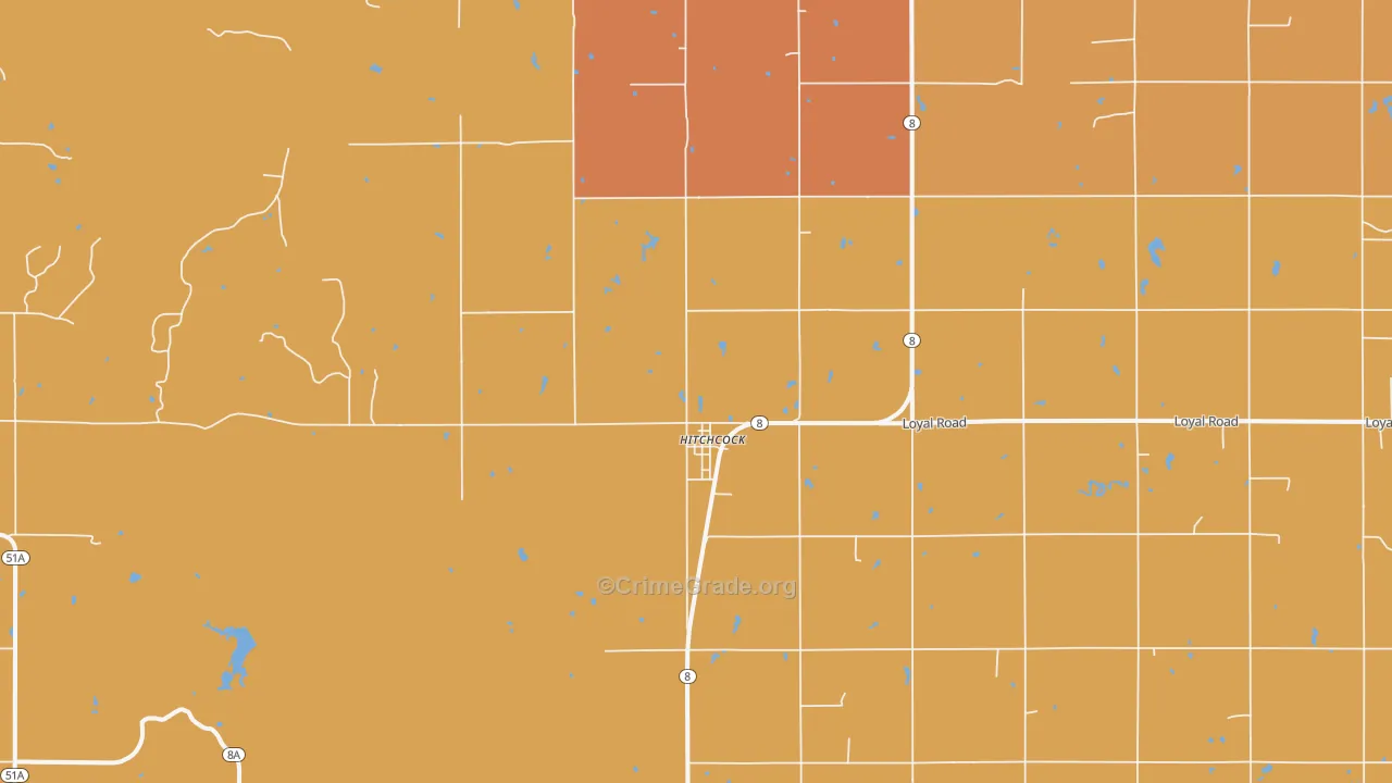 Hitchcock, OK Map of Assault Rates