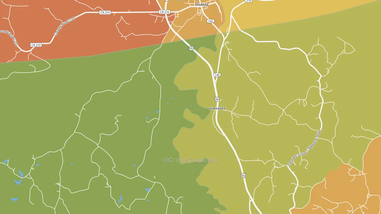 Hiwannee, MS Map of Assault Rates