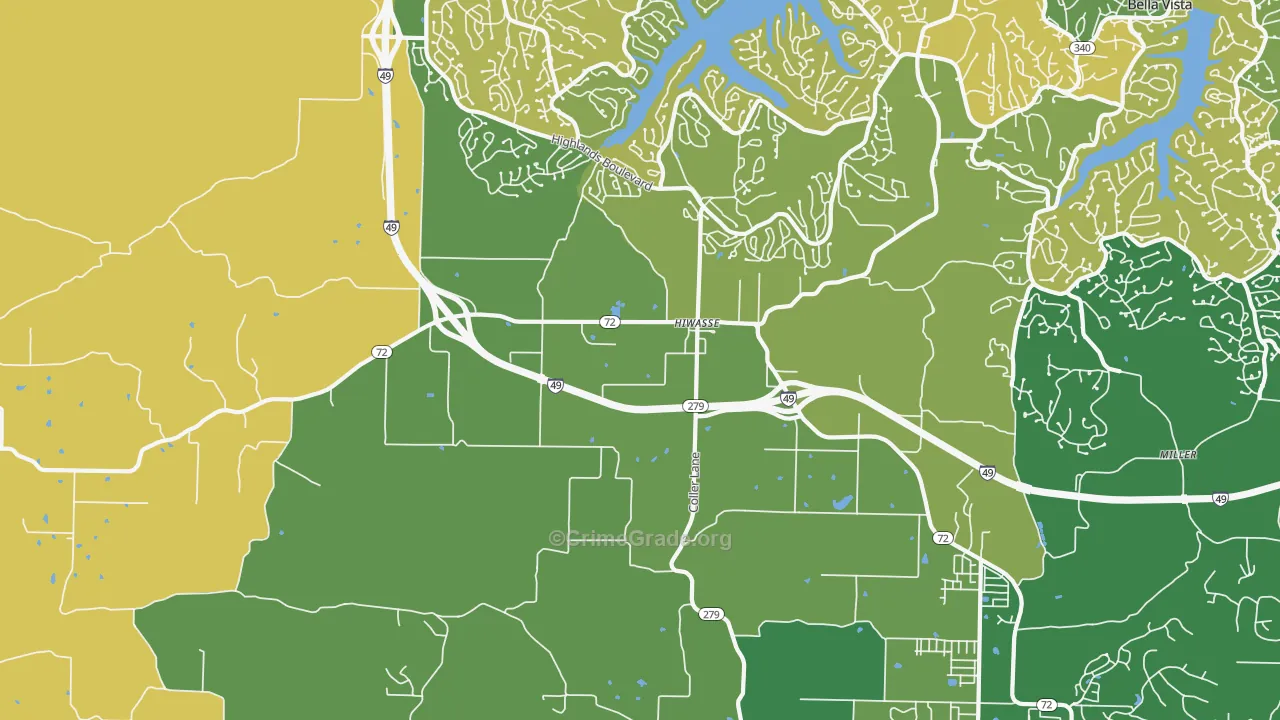 Hiwasse, AR Map of Assault Rates