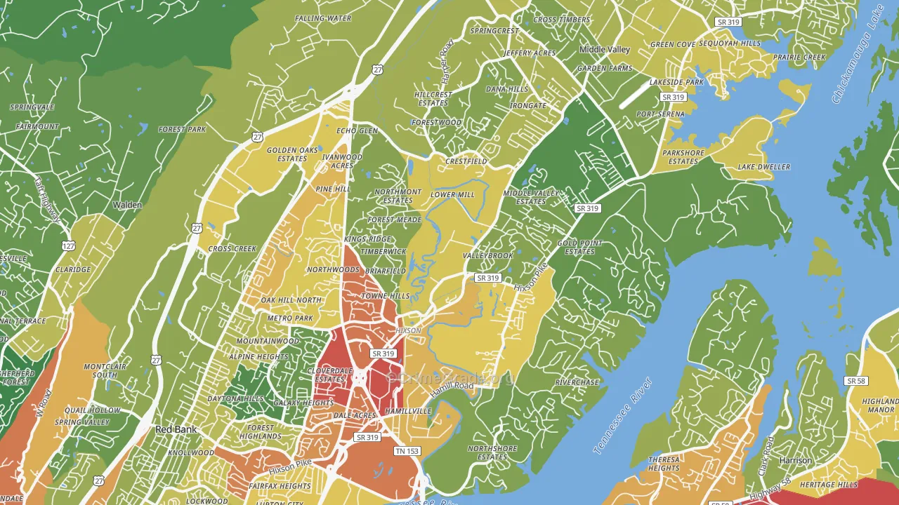 Hixson, TN Map of Assault Rates