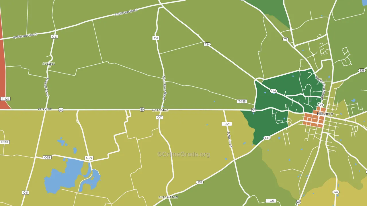 Hoagland, OH Map of Assault Rates