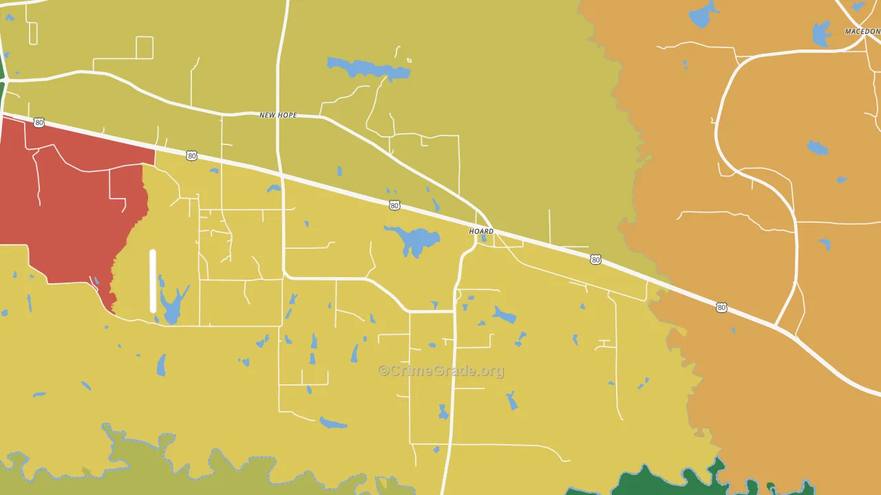 Hoard, TX Map of Assault Rates