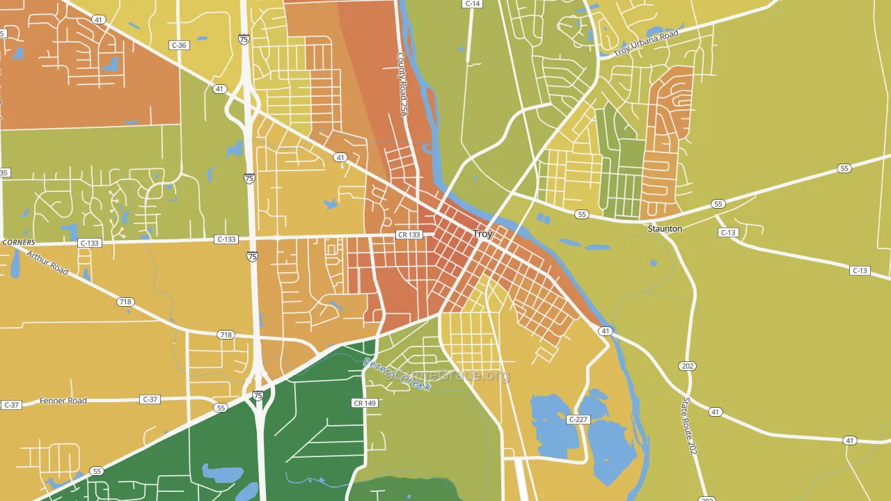 Hobart Circle Historic District, Troy, OH Map of Assault Rates